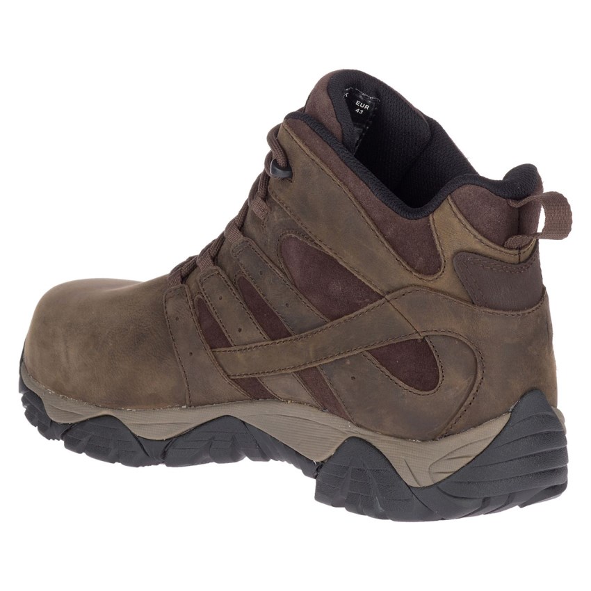 Bottes de Securite Merrell Moab Vertex Mid Leather Waterproof Comp Toe Marron Foncé Homme | N.X.ARZQ